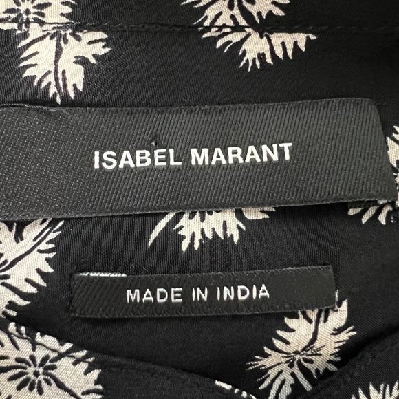 Isabel Marant Rusak Womens Silk Black Floral Long Sleeve Blouse size FR 34 XS - Picture 10 of 16